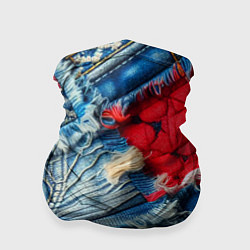 Бандана-труба Авангардный джинсовый пэчворк - нейросеть, цвет: 3D-принт