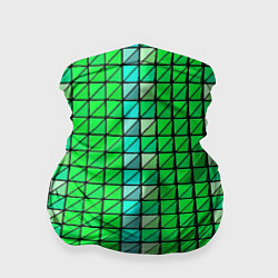 Бандана-труба Зелёные плитки и чёрная обводка, цвет: 3D-принт