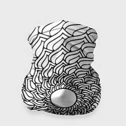 Бандана-труба Мандала солнцевидная чёрно-белая, цвет: 3D-принт