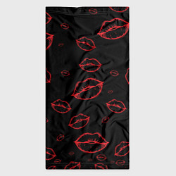 Бандана-труба Паттерн красные губы на черном - lips red, цвет: 3D-принт — фото 2