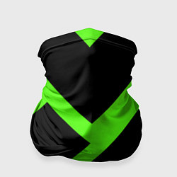 Бандана-труба Зелёно-белые полосы и чёрный фон, цвет: 3D-принт