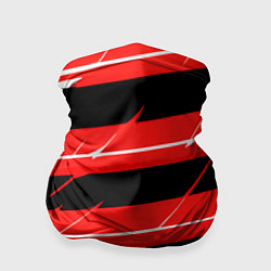 Бандана-труба Чёрно-белые полосы на красном фоне, цвет: 3D-принт