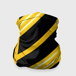 Бандана-труба Чёрно-белые полосы на жёлтом фоне, цвет: 3D-принт