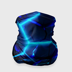 Бандана-труба Яркие голубые неоновые плиты в разломе, цвет: 3D-принт