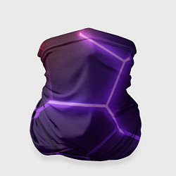 Бандана-труба Красно-фиолетовые неоновые плиты в разломе, цвет: 3D-принт