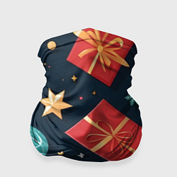 Бандана-труба Новогодние подарки и шарики, цвет: 3D-принт
