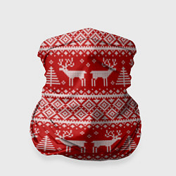 Бандана-труба Вязаный новогодний орнамент с оленями и ёлками, цвет: 3D-принт