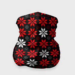 Бандана-труба Red and white stars on a black background, цвет: 3D-принт