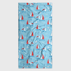 Бандана-труба Морской паттерн с парусными лодками и чайками, цвет: 3D-принт — фото 2