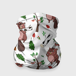 Бандана-труба Бобер и полено, цвет: 3D-принт