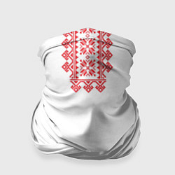 Бандана-труба Славянский орнамент и узоры - вышиванка рубаха бел, цвет: 3D-принт