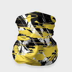 Бандана-труба Желтая краска на черном, цвет: 3D-принт