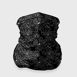 Бандана-труба Цветочный рисунок пером на черном, цвет: 3D-принт