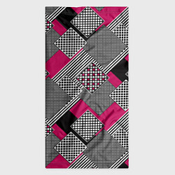 Бандана-труба Красно черная абстрактная геометрия пэчворк, цвет: 3D-принт — фото 2