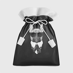 Мешок для подарков Бульдог в черном, цвет: 3D-принт