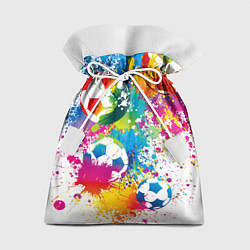Мешок для подарков Футбольные мячи - красочные брызги, цвет: 3D-принт