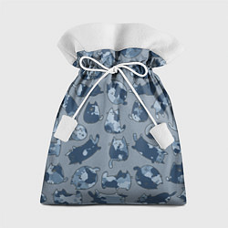 Мешок для подарков Камуфляж с котиками серо-голубой, цвет: 3D-принт