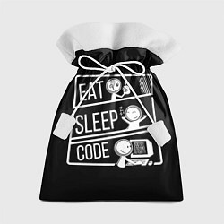 Мешок для подарков Eat, sleep, code, цвет: 3D-принт