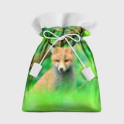 Мешок для подарков Лисенок в зеленом лесу, цвет: 3D-принт