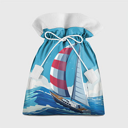 Мешок для подарков ПАРУСНИК В МОРЕ ЛЮБЛЮ МОРЕ Z, цвет: 3D-принт