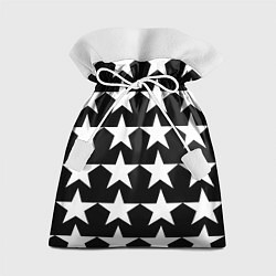 Мешок для подарков Белые звёзды на чёрном фоне, цвет: 3D-принт