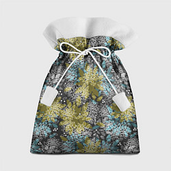 Мешок для подарков Черно оливковый цветочный, цвет: 3D-принт