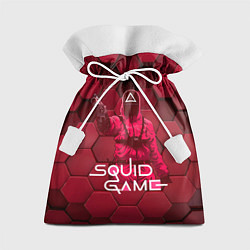 Мешок для подарков Игра в кальмара - красные 3D кубы, цвет: 3D-принт