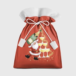 Мешок для подарков Дед Мороз и шампанское, цвет: 3D-принт
