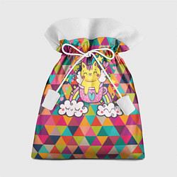 Мешок для подарков Единорог на радуге в геометрии, цвет: 3D-принт