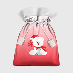 Мешок для подарков Белый мишка с подарком, цвет: 3D-принт