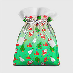 Мешок для подарков Новогодний узор елка санта, цвет: 3D-принт