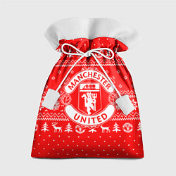 Мешок для подарков FC Manchester United: Новогодний узор, цвет: 3D-принт
