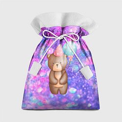 Мешок для подарков День Рождения - Медвежонок с шариками, цвет: 3D-принт