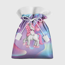 Мешок для подарков Розовый единорог на абстрактном фоне, цвет: 3D-принт
