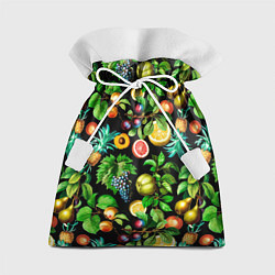 Мешок для подарков Сочные фрукты - персик, груша, слива, ананас, цвет: 3D-принт