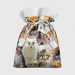 Мешок для подарков Много кошек с большими анимэ глазами, цвет: 3D-принт