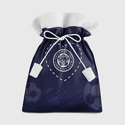 Мешок для подарков Лого Leicester City в сердечке на фоне мячей, цвет: 3D-принт