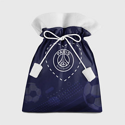 Мешок для подарков Лого PSG в сердечке на фоне мячей, цвет: 3D-принт