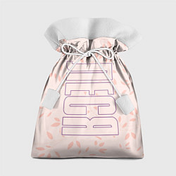 Мешок для подарков Имя Леся по-вертикали с розовым фоном, цвет: 3D-принт