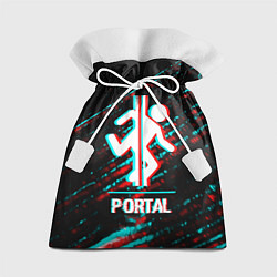 Мешок для подарков Portal в стиле Glitch Баги Графики на темном фоне, цвет: 3D-принт