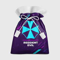 Мешок для подарков Символ Resident Evil в неоновых цветах на темном ф, цвет: 3D-принт