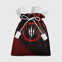 Мешок для подарков Символ The Witcher и краска вокруг на темном фоне, цвет: 3D-принт