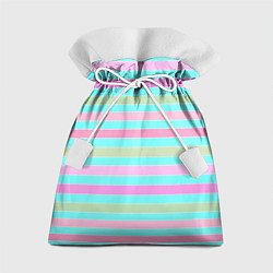 Мешок для подарков Pink turquoise stripes horizontal Полосатый узор, цвет: 3D-принт