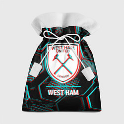 Мешок для подарков West Ham FC в стиле Glitch на темном фоне, цвет: 3D-принт