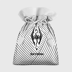 Мешок для подарков Символ Skyrim на светлом фоне с полосами, цвет: 3D-принт