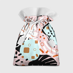 Мешок для подарков Абстрактные фигуры с пальмовыми листами на розовом, цвет: 3D-принт