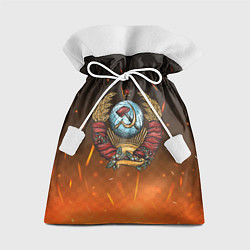 Мешок для подарков Герб СССР на фоне огня, цвет: 3D-принт
