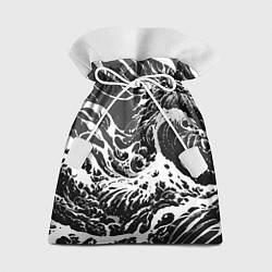 Мешок для подарков Черно-белые волны, цвет: 3D-принт