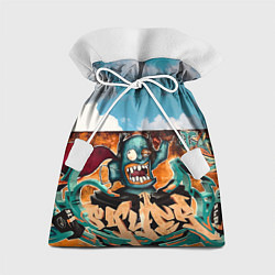 Мешок для подарков Стена с забойным граффити, цвет: 3D-принт