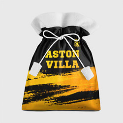 Мешок для подарков Aston Villa - gold gradient: символ сверху, цвет: 3D-принт